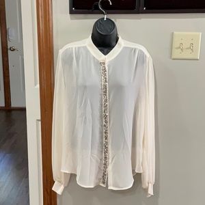 JENNIFER LOPEZ Embellished Sheer Blouse